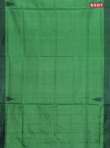 Banana pith saree light green and blue with thread woven buttas and contrast border