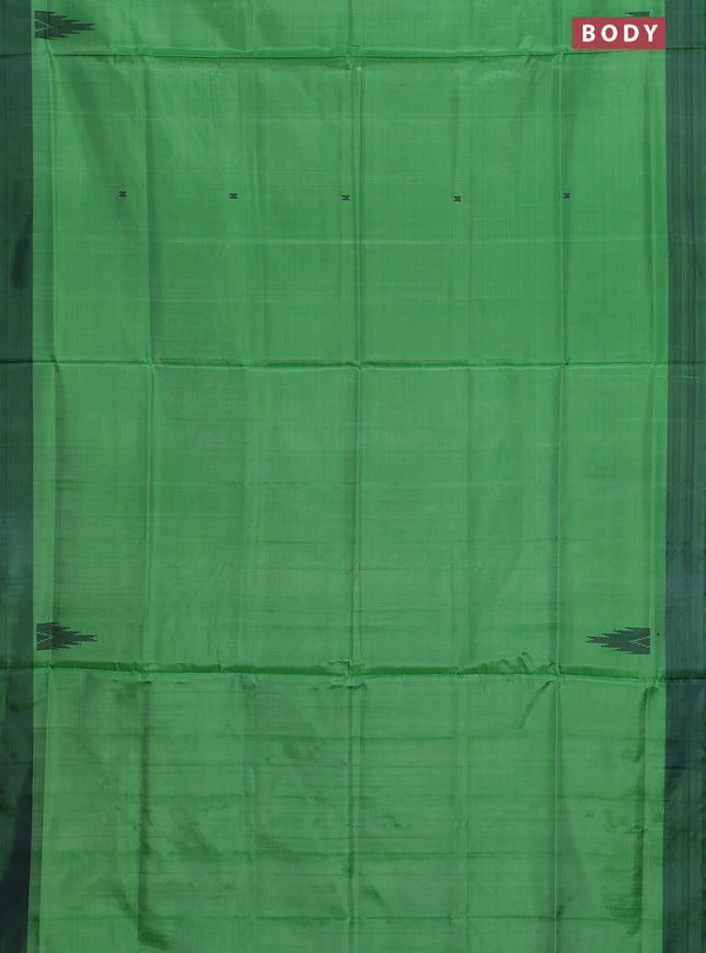 Banana pith saree light green and blue with thread woven buttas and contrast border