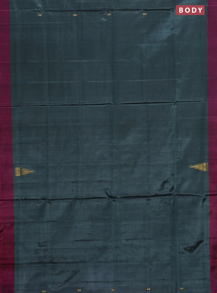 Banana pith saree green and pink with thread woven buttas and contrast border