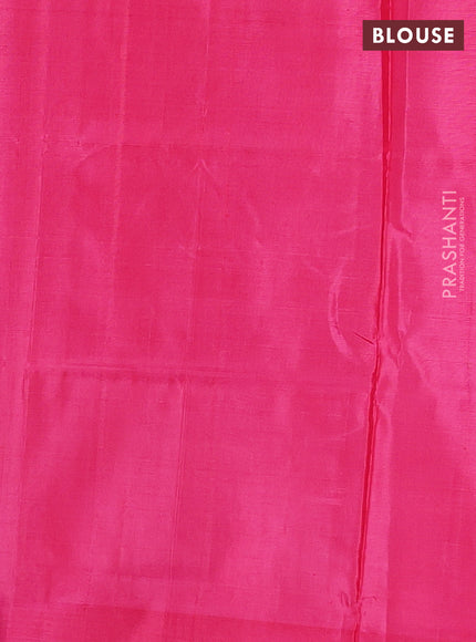 Banana pith saree green and pink with thread woven buttas and contrast border