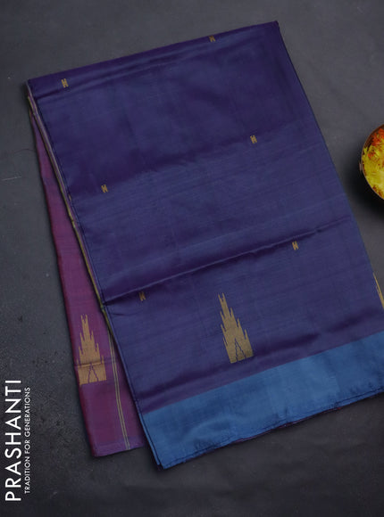 Banana pith saree dual shade of violet and dual shade of pink with thread woven buttas and contrast border