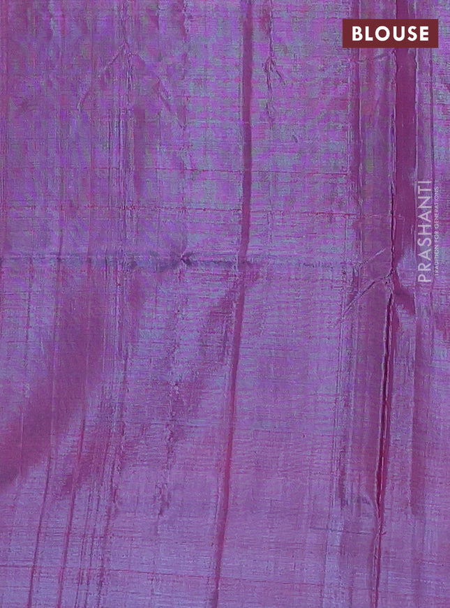 Banana pith saree dual shade of violet and dual shade of pink with thread woven buttas and contrast border
