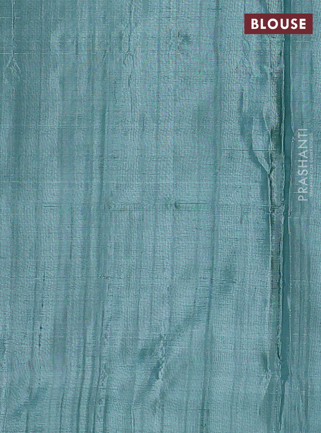 Banana pith saree mustard yellow and peacock green with thread woven buttas and contrast border