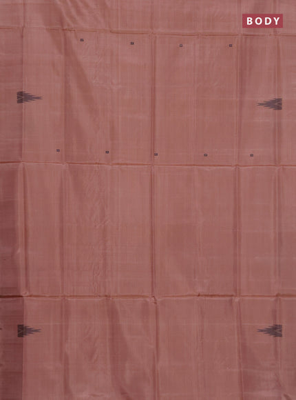 Banana pith saree pastel brown and lavender with thread woven buttas in borderless style