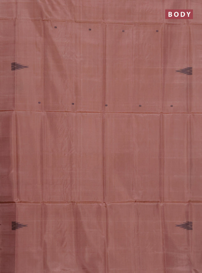 Banana pith saree pastel brown and lavender with thread woven buttas in borderless style