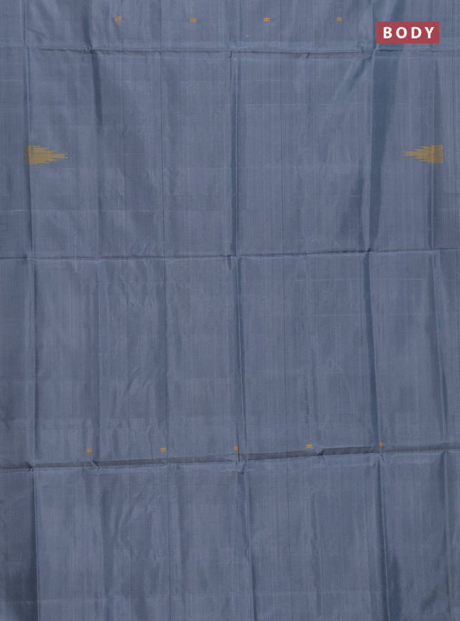 Banana pith saree grey and wine shade with thread woven buttas in borderless style