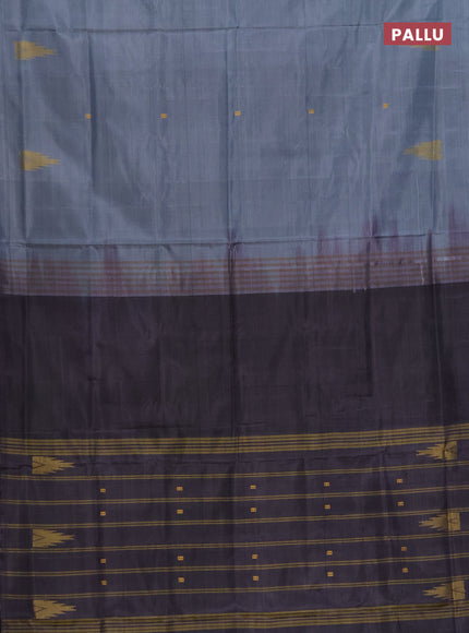 Banana pith saree grey and wine shade with thread woven buttas in borderless style