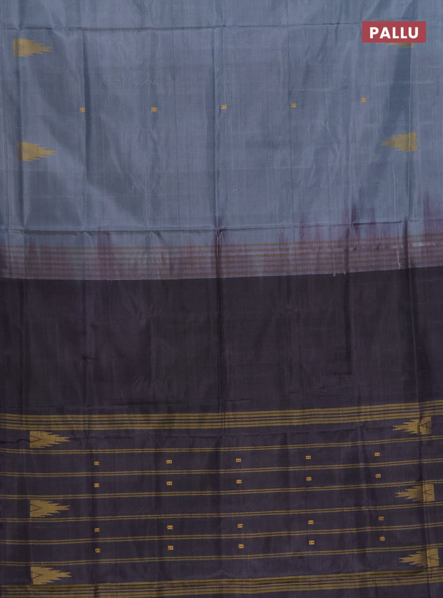 Banana pith saree grey and wine shade with thread woven buttas in borderless style