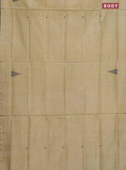 Banana pith saree sandal and dark magenta pink with thread woven buttas in borderless style