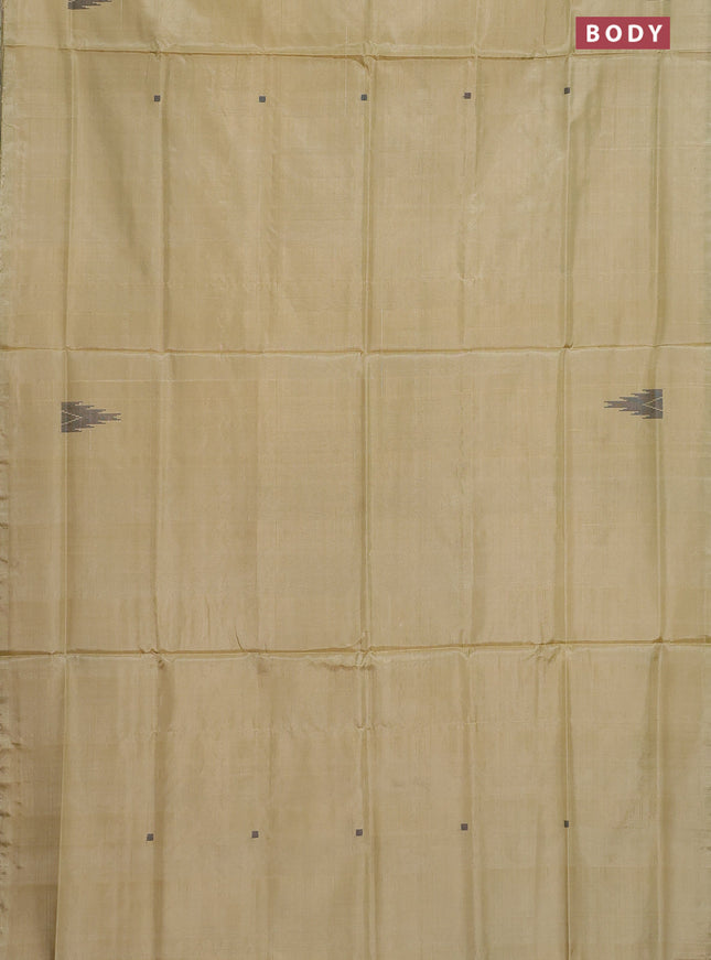 Banana pith saree sandal and dark magenta pink with thread woven buttas in borderless style