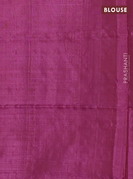 Banana pith saree sandal and dark magenta pink with thread woven buttas in borderless style