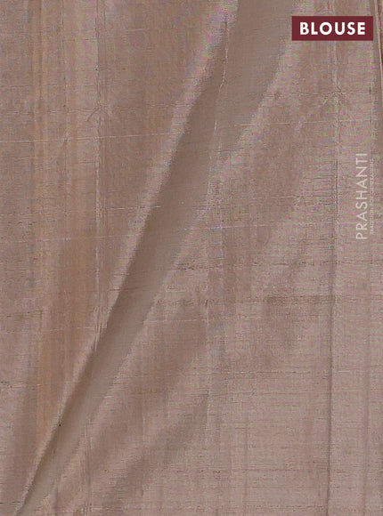 Banana pith saree peacock blue and beige with thread woven buttas in borderless style