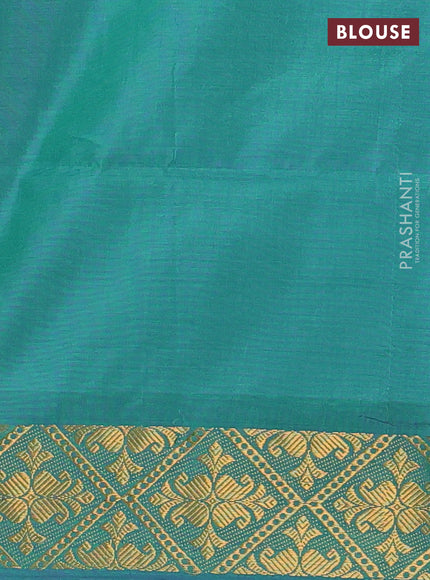 Banana pith saree pale yellow and green with thread woven buttas and zari woven border