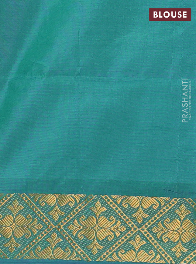 Banana pith saree pale yellow and green with thread woven buttas and zari woven border