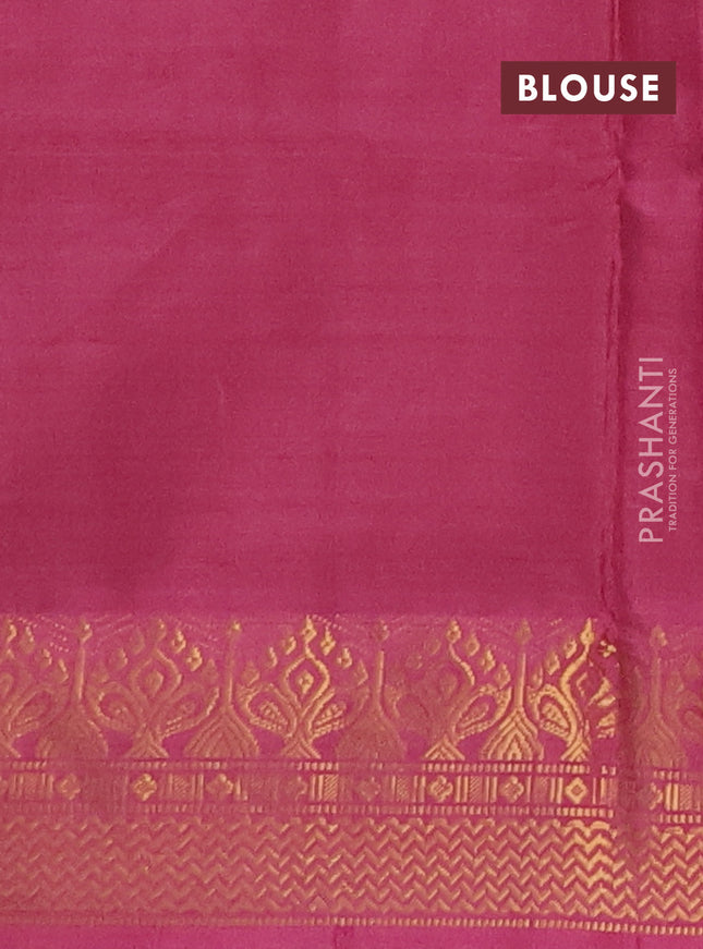 Banana pith saree green and pink shade with thread woven buttas and zari woven border
