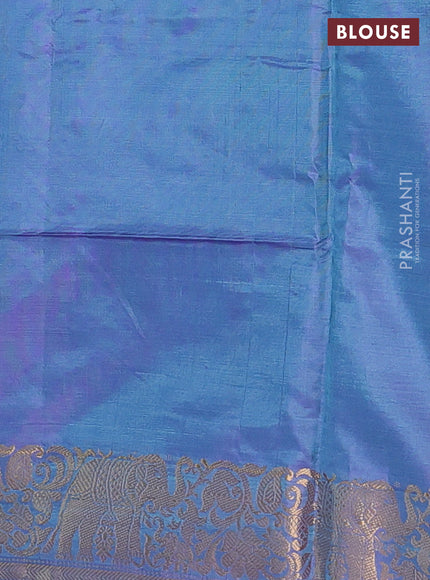Banana pith saree light pink and dual shade of bluish green with thread woven buttas and zari woven border