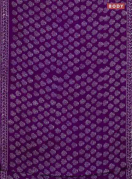 Semi pashmina silk saree purple and cream with allover floral butta prints and crocia lace work border