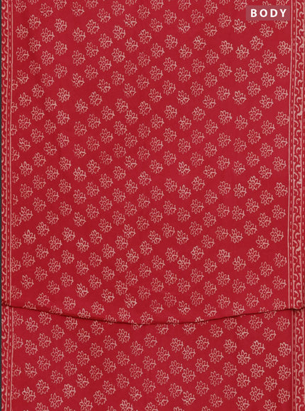 Semi pashmina silk saree maroon and cream with allover floral butta prints and crocia lace work border