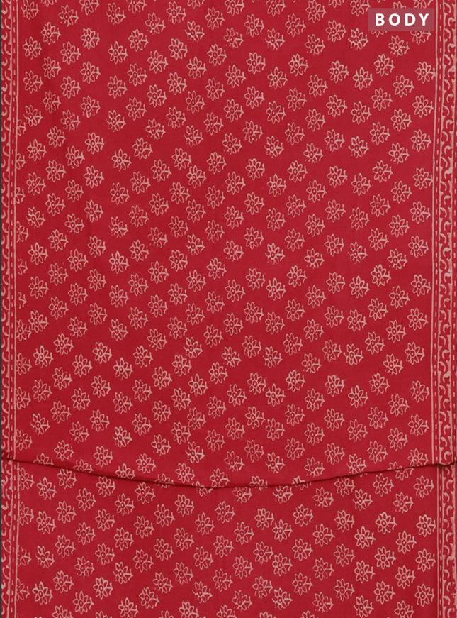 Semi pashmina silk saree maroon and cream with allover floral butta prints and crocia lace work border