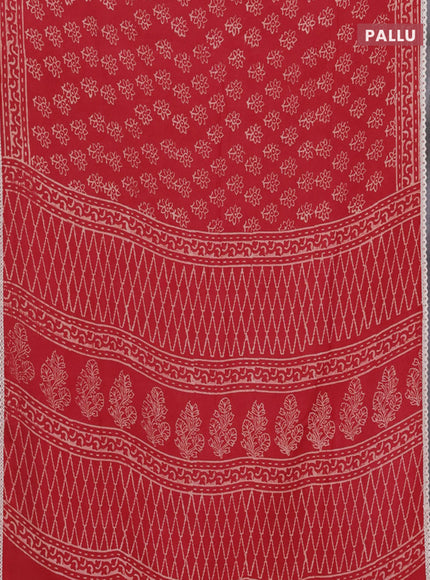 Semi pashmina silk saree maroon and cream with allover floral butta prints and crocia lace work border