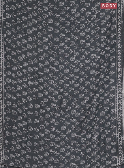 Semi pashmina silk saree grey and cream with allover floral butta prints and crocia lace work border