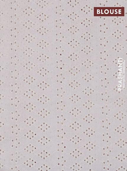 Semi pashmina silk saree pink and cream with allover floral butta prints and crocia lace work border