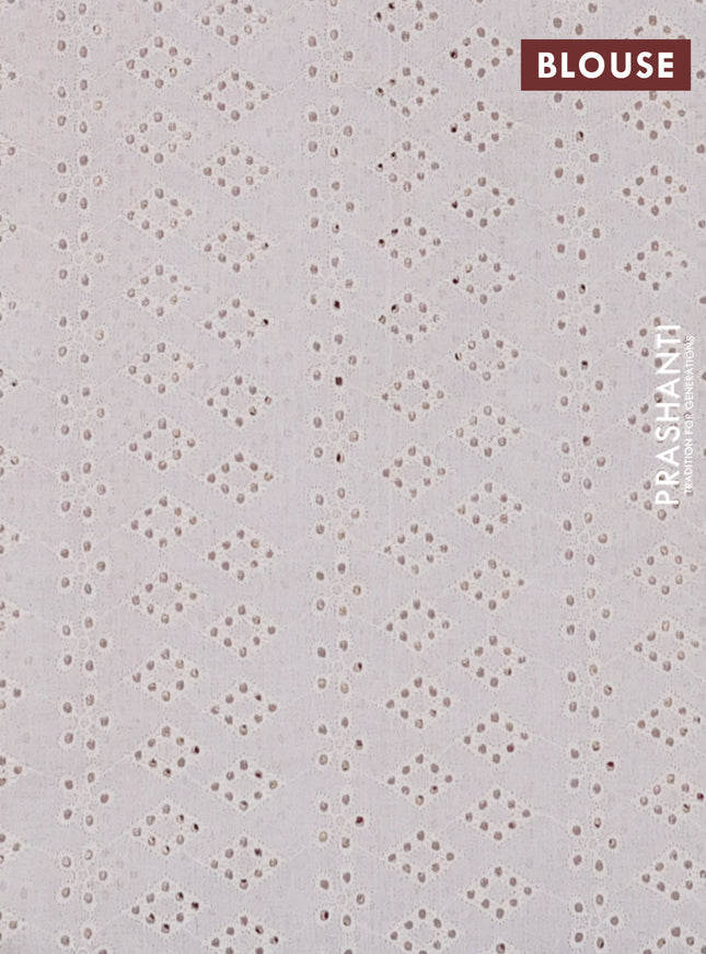 Semi pashmina silk saree pink and cream with allover floral butta prints and crocia lace work border