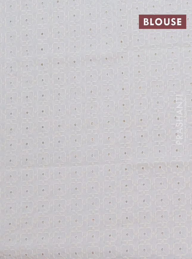 Semi pashmina silk saree light green and cream with allover floral butta prints and crocia lace work border