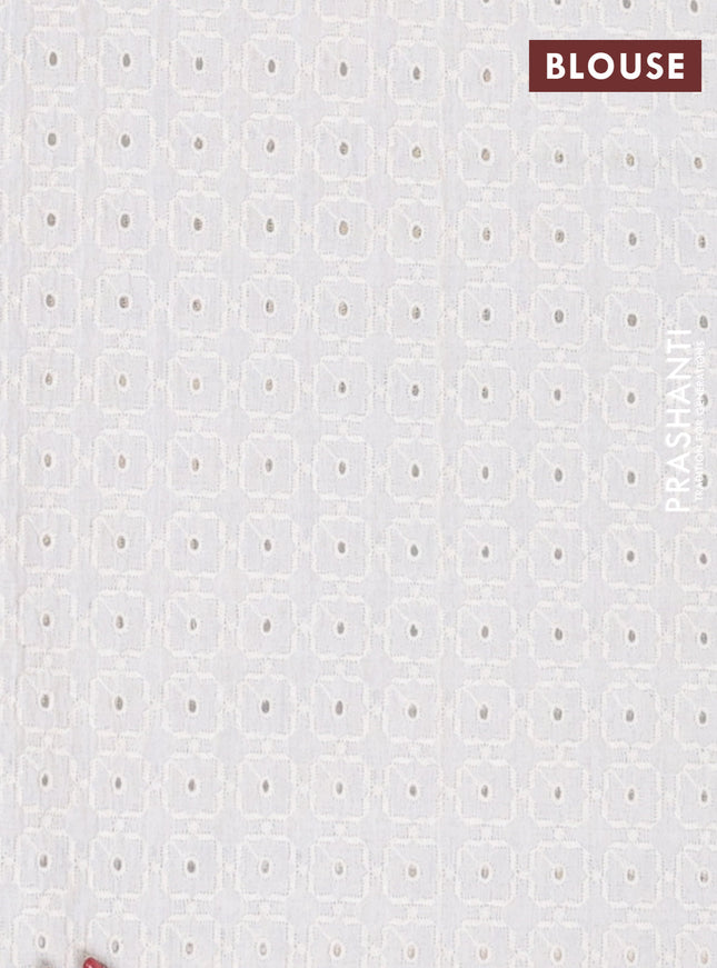 Semi pashmina silk saree grey and cream with allover floral butta prints and crocia lace work border