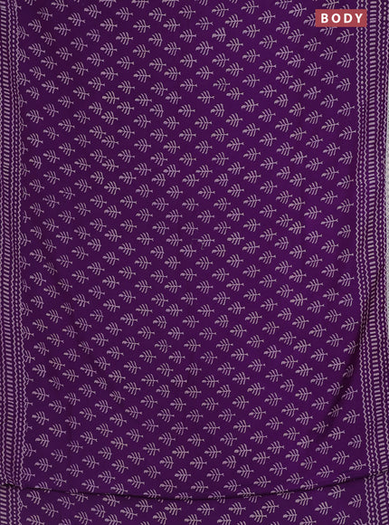 Semi pashmina silk saree purple and cream with allover butta prints and crocia lace work border