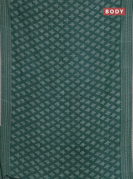 Semi pashmina silk saree green and cream with allover butta prints and crocia lace work border