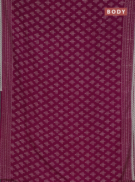 Semi pashmina silk saree purple and cream with allover butta prints and crocia lace work border