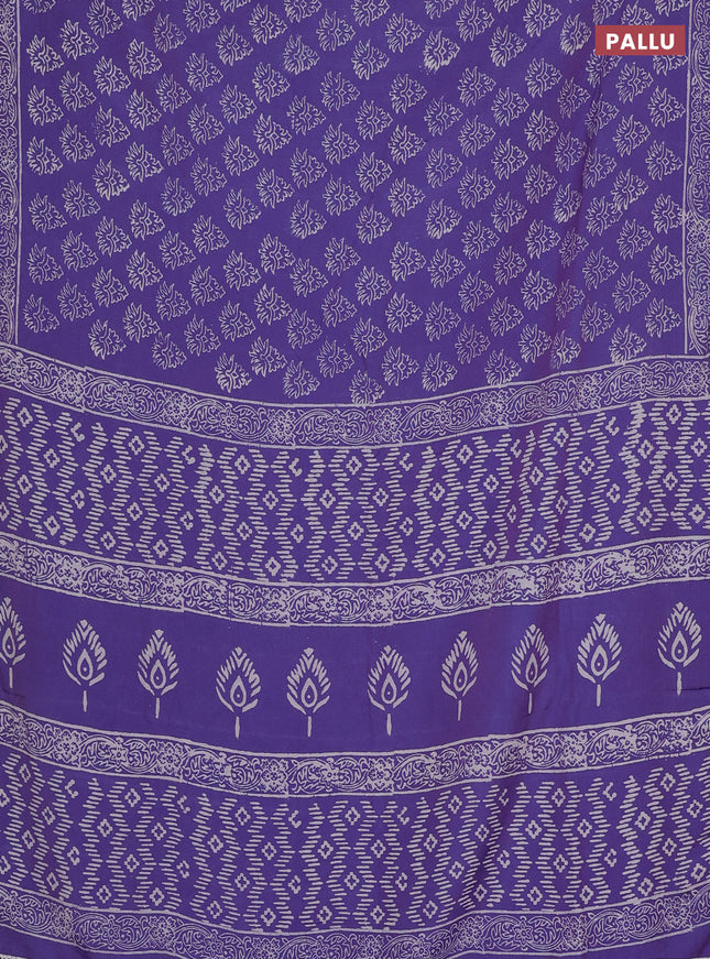 Semi pashmina silk saree lavender and cream with allover butta prints and crocia lace work border