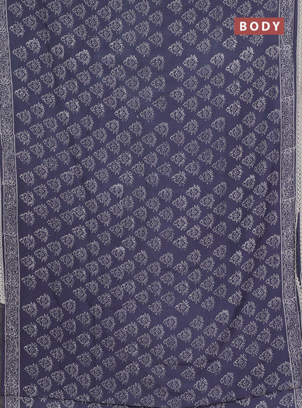 Semi pashmina silk saree grey and cream with allover butta prints and crocia lace work border