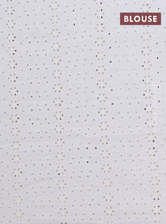 Semi pashmina silk saree grey and cream with tree butta prints and crocia lace work border