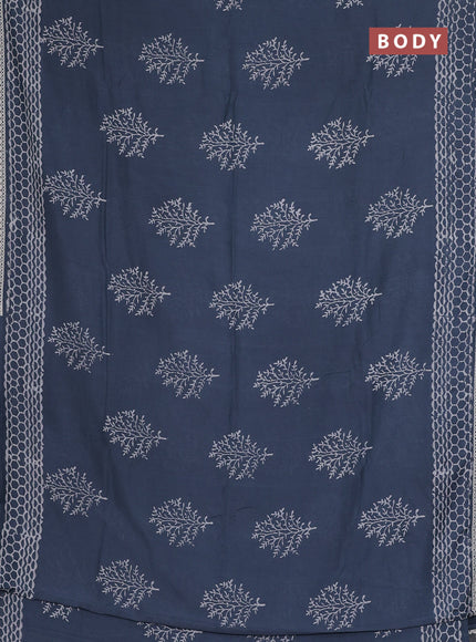 Semi pashmina silk saree grey and cream with tree butta prints and crocia lace work border