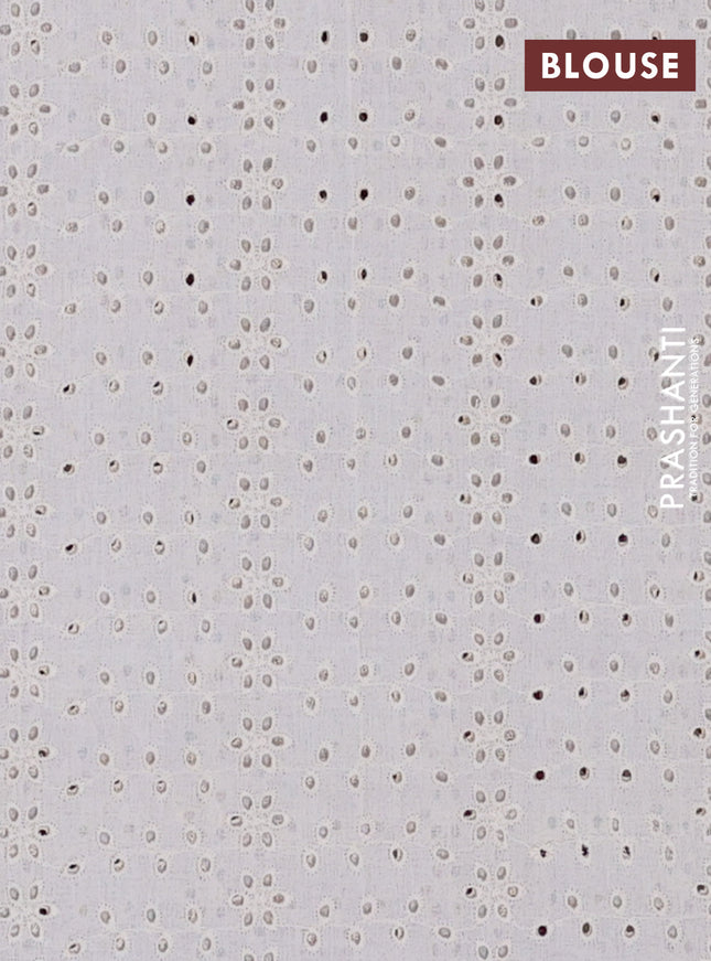 Semi pashmina silk saree magenta pink and cream with butta prints and crocia lace work border