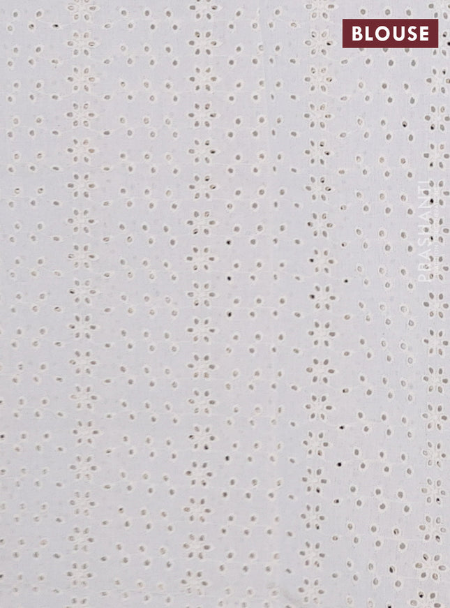 Semi pashmina silk saree purple and cream with allover tree butta prints and crocia lace work border