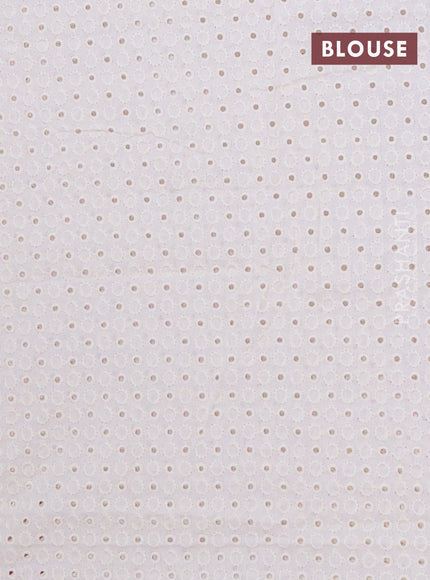 Semi pashmina silk saree pink and cream with allover butta prints and crocia lace work border