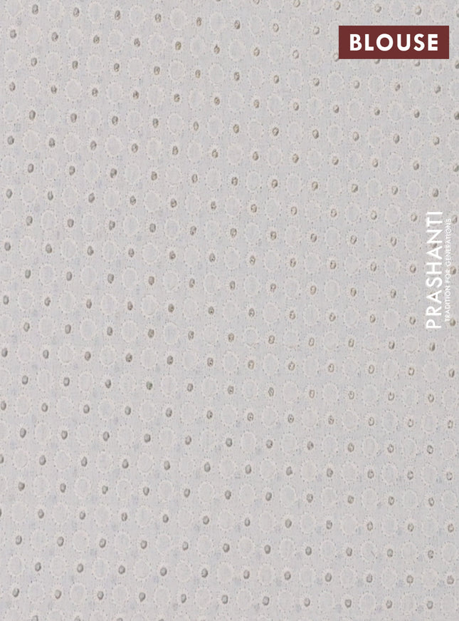 Semi pashmina silk saree green and cream with allover butta prints and crocia lace work border