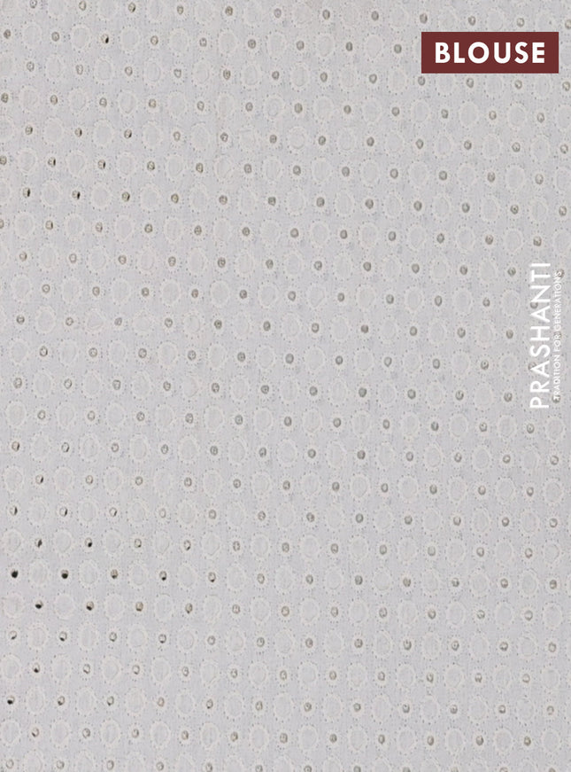 Semi pashmina silk saree green and cream with allover butta prints and crocia lace work border