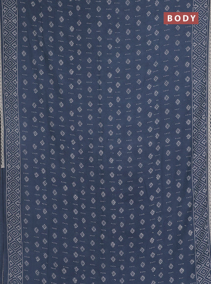 Semi pashmina silk saree grey and cream with allover butta prints and crocia lace work border