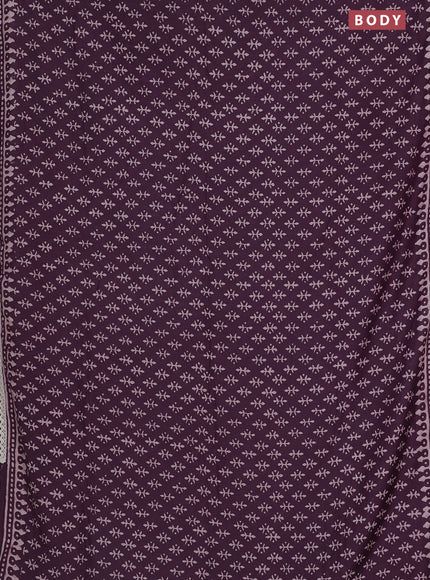 Semi pashmina silk saree deep wine shade and cream with butta prints and crocia lace work border