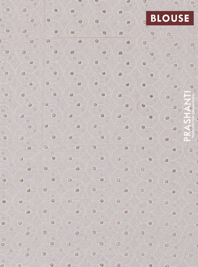 Semi pashmina silk saree red and cream with butta prints and crocia lace work border