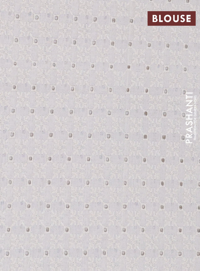 Semi pashmina silk saree pueple and cream with allover prints and crocia lace work border