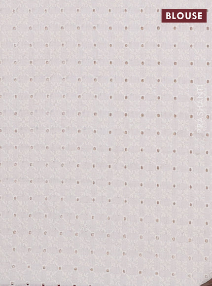 Semi pashmina silk saree red and cream with allover prints and crocia lace work border