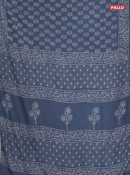 Semi pashmina silk saree grey and cream with allover butta prints and crocia lace work border