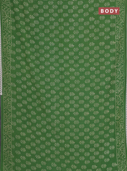 Semi pashmina silk saree green and cream with allover butta prints and crocia lace work border
