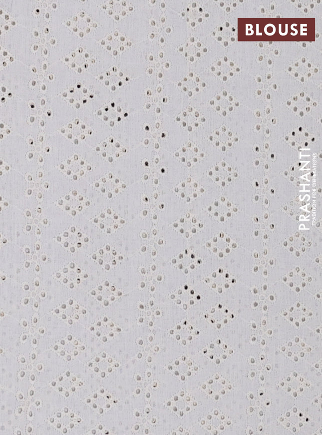 Semi pashmina silk saree wine shade and cream with butta prints and crocia lace work border