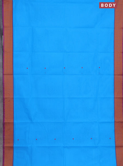Chettinad cotton saree cs blue and pink with thread woven buttas and thread woven border